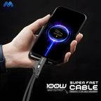 Majentik CL-012 4-in-1 Fast Charging Data Cable – 100W PD Fabric Braided with Auto Power-Off (1M)