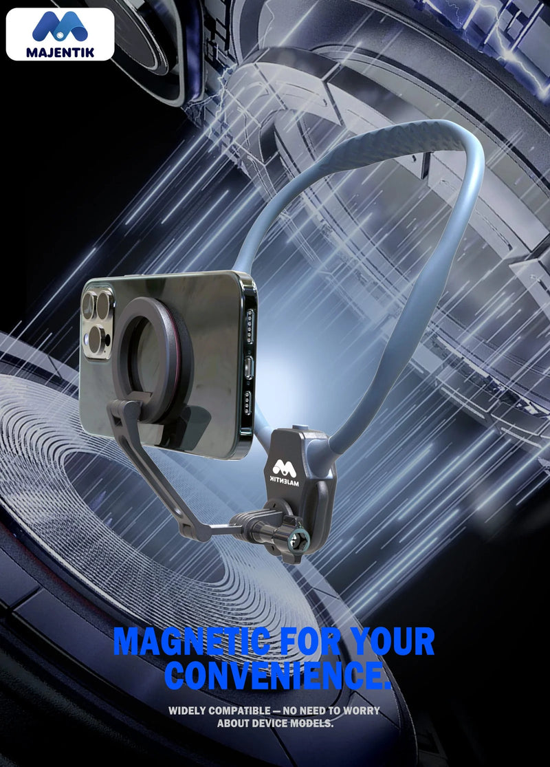 Majentik MR-001 Magnetic POV Neck Mount Holder – Flexible Skin-Friendly Silicone Rig with 360° Rotation & Quick Release