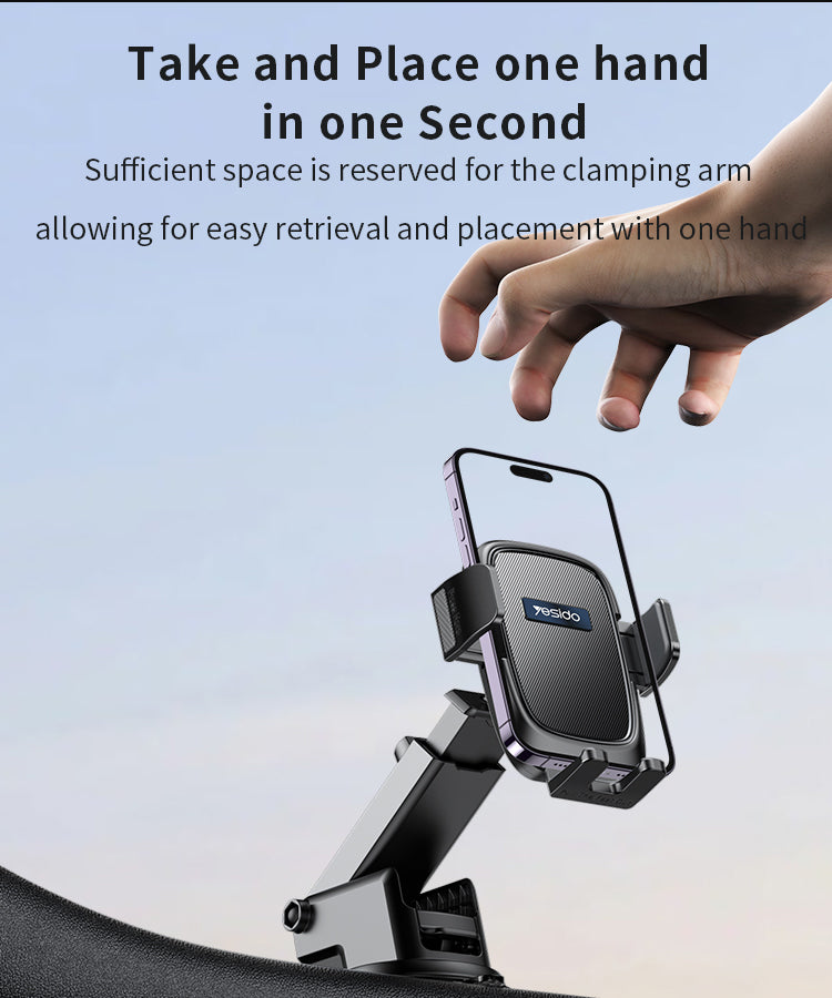 Yesido C262 Car Holder - Adjustable Telescopic Arm & Faux Leather Protection