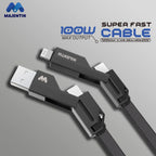 Majentik CL-012 4-in-1 Fast Charging Data Cable – 100W PD Fabric Braided with Auto Power-Off (1M)