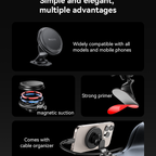 Yesido C220 Magnetic Phone Holder - 360° Rotation & Strong Dashboard Mount