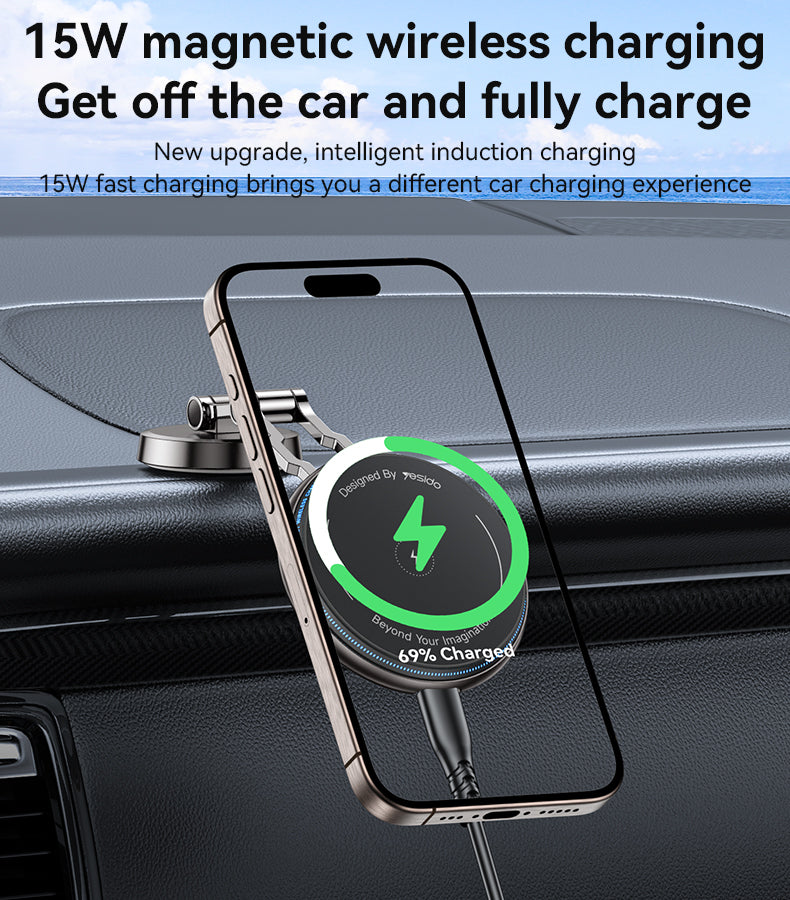 Yesido C306 Magnetic Car Wireless Charger - 15W Fast Charge & Ultra Stability