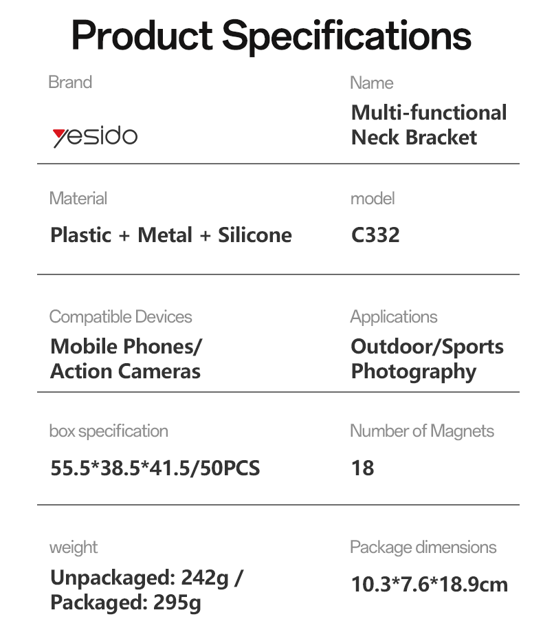 Yesido C332 Magnetic Neck Hanger Holder - Professional POV Shooting