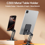 Yesido C300 360° Rotating Aluminum Desktop Stand - Foldable & Adjustable for Phones & Tablets