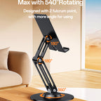 Yesido C300 360° Rotating Aluminum Desktop Stand - Foldable & Adjustable for Phones & Tablets