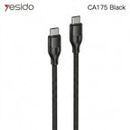 Yesido CA175 60W 3A USB-C to USB-C Charging & Data Cable – 1m Eco-Friendly PVC Design (White)