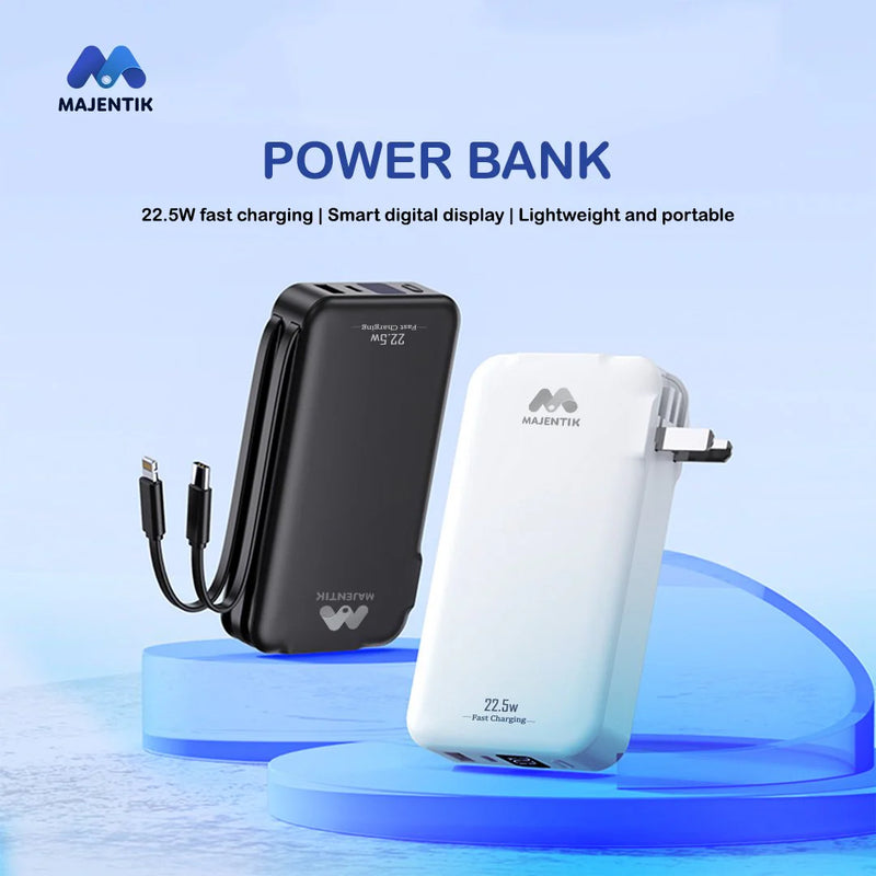 Majentik MJ-31 10000mAh Power Bank – 22.5W Fast Charger with Built-in Cables