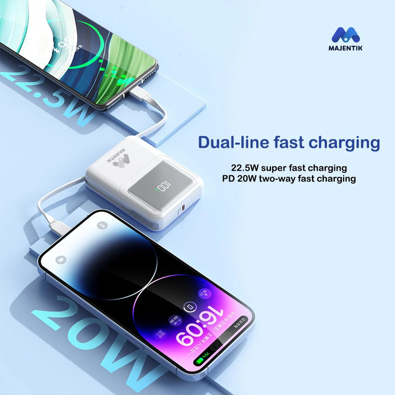 Majentik MJ-28 Magnetic Power Bank 10000mAh – Wireless Power Bank with Digital Display