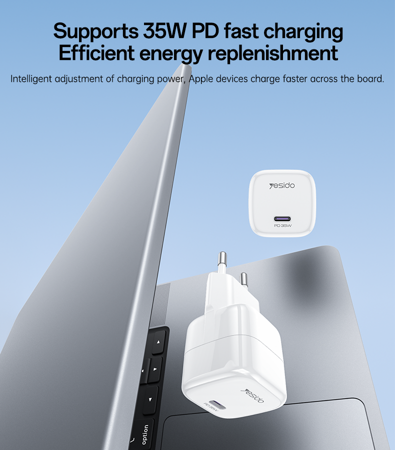 شاحن Yesido YC102 السريع بتقنية GaN وقوة 20 واط - تصميم ميني بمنفذ Type-C PD