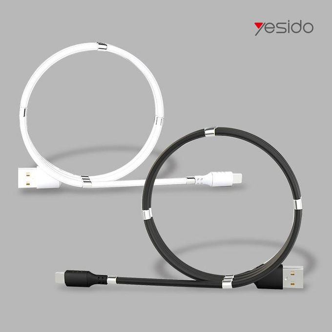 Yesido CA61 Magnetic Coil Micro USB Fast Charging Data Cable – 1m Self-Organizing & Tangle-Free Design (2.4A Max)