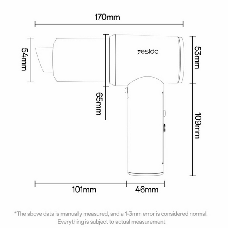 Yesido VC15 Cordless Car Vacuum Cleaner – 10000Pa Suction & Blowing Dual-Use with 100-Gear LED Display