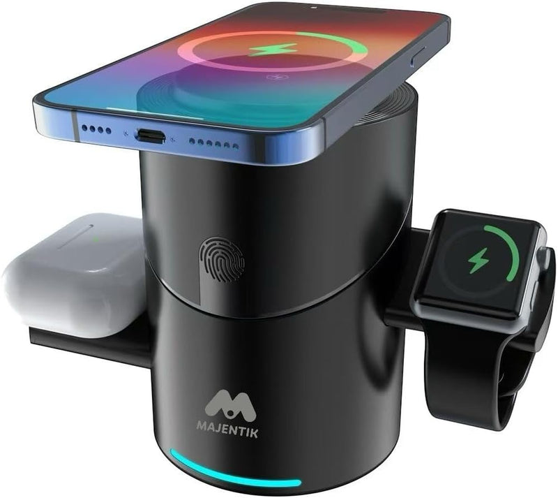 Majentik MW-20 Magnetic Wireless Car Charger Mount – Automatic Pop-up Design Smart Air Vent Phone Holder
