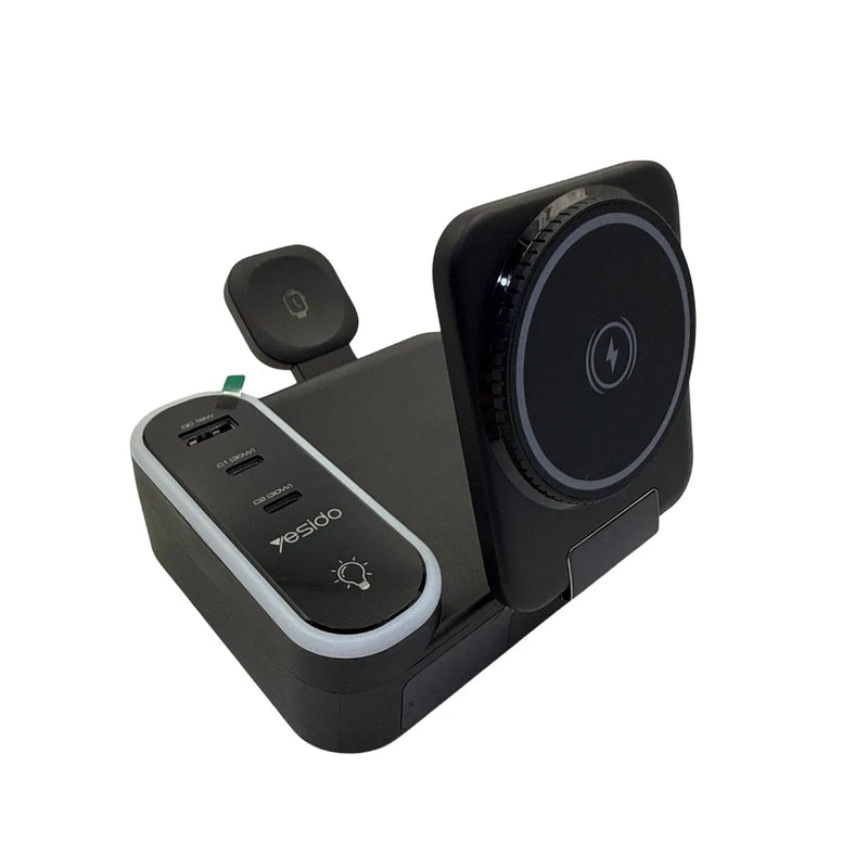 Yesido DS38 65W 8-in-1 Magnetic Wireless Charging Station with RGB Light & Digital Clock