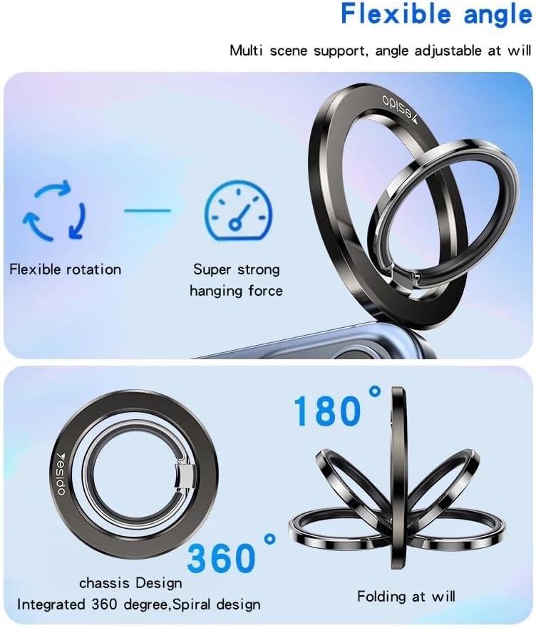 Yesido C205 Double Side Magnetic Ring Holder with Folding Kickstand Zinc Alloy