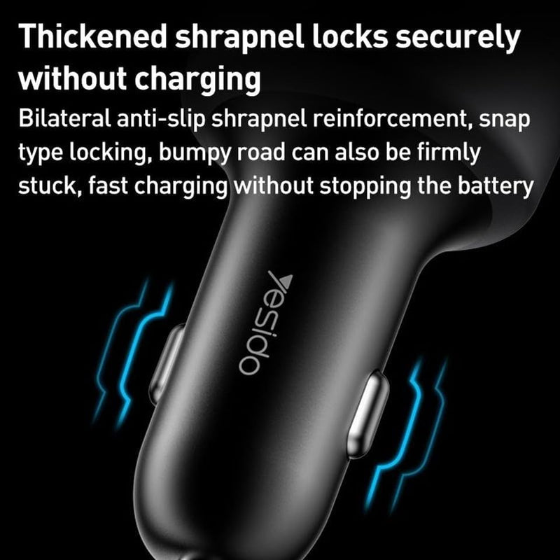 Yesido Y59 200W Super Fast Car Charger – Triple Port (Dual Type-C 100W + USB-A 18W)