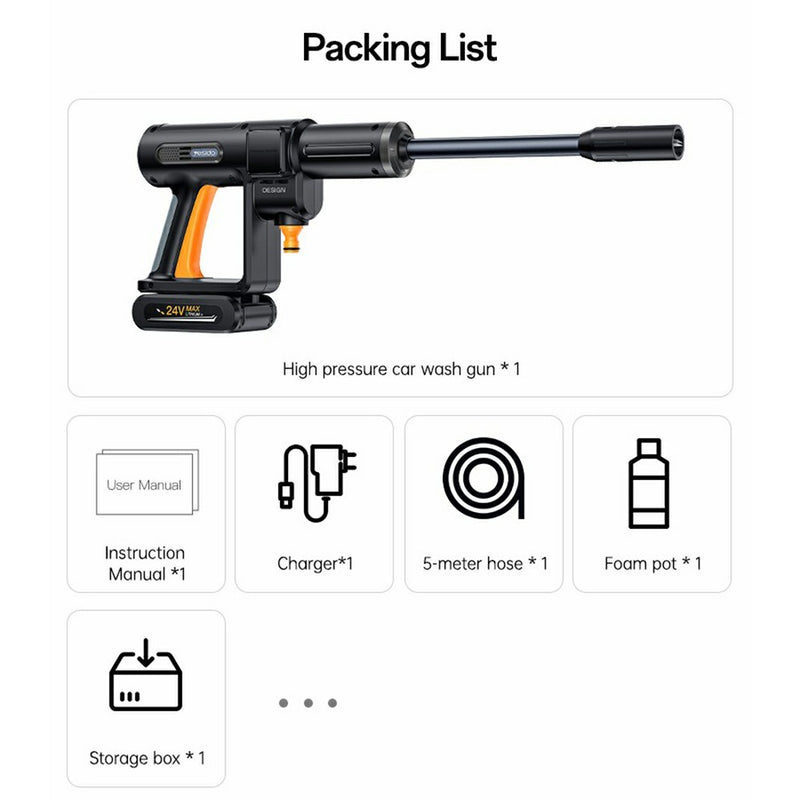 Yesido VC18 Wireless Car Pressure Washer – High Pressure, Dual Gears with Smart LED Display