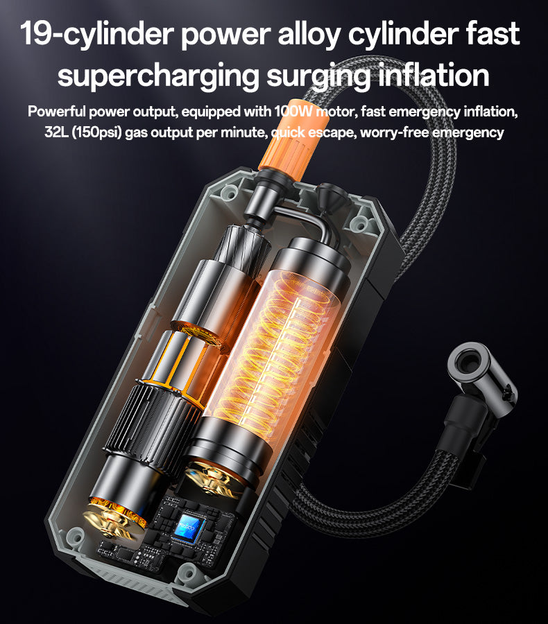 Yesido VC12 Portable Electric Air Pump – 7800mAh Battery, 100W Power with 5 Smart Modes & SOS Light