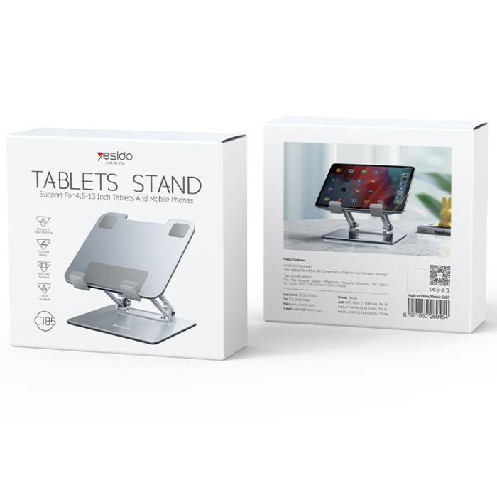 Yesido C185 Desktop Tablet Holder 720 Degree Rotation Two-Stage Folding Stand