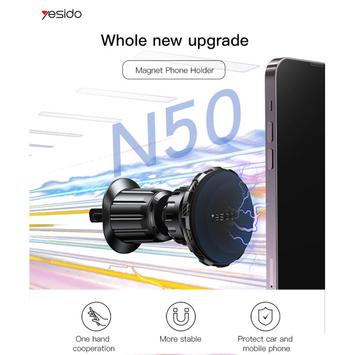 Yesido C154 Round Magnetic Car Holder for Air Vent with New Rotary Clip