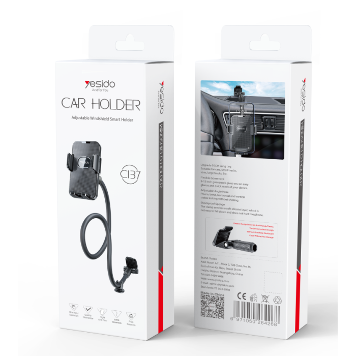 Yesido C137 Flexible 50cm Long Arm Car Phone Holder for Windshield and Dashboard
