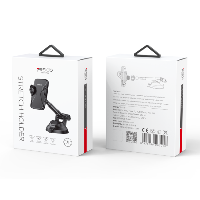 Yesido C40 360 Rotating Adjustable Suction Cup Universal Car Phone Holder