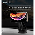 Yesido C1 Universal Spring Clip 360 Angle Rotation Suction Cup Car Phone Holder
