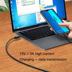 Yesido CA55 Type-C to Type-C Fast Charging Data Cable – 1.2m Heavy-Duty Cotton & Nylon Braided Armor with Metal Shells (45W / 3A Max)