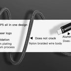 Yesido CA55 Type-C to Type-C Fast Charging Data Cable – 1.2m Heavy-Duty Cotton & Nylon Braided Armor with Metal Shells (45W / 3A Max)