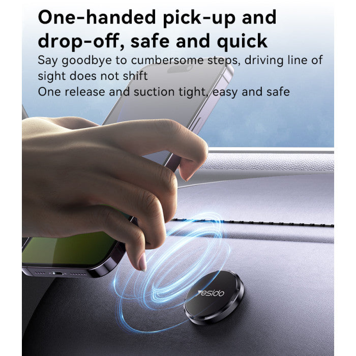 Yesido C211 Round Magnetic Phone Holder Durable Zinc Alloy with Strong Suction