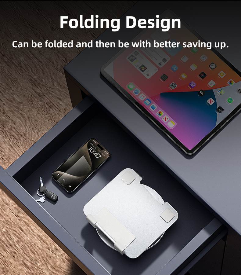 Yesido C293 Aluminum Desktop Stand - 360° Rotating & Foldable for Tablets