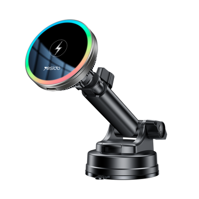 Yesido C315 15W Car Wireless Charger - RGB Lighting & Dual Mounting