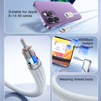 Yesido CA170 PD 27W USB-C to Lightning Charging & Data Cable – 1.2m PP Yarn Braided Design