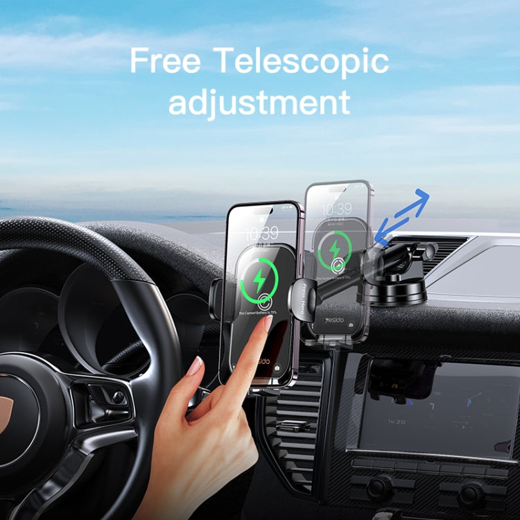 Yesido C197 15W Fast Wireless Charging Holder Set with Suction Base and Air Vent Clip