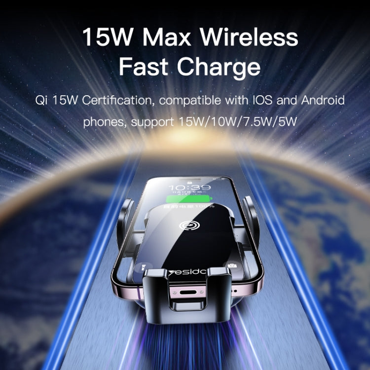 Yesido C197 15W Fast Wireless Charging Holder Set with Suction Base and Air Vent Clip