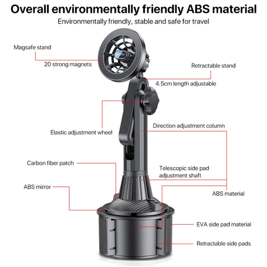 Yesido C200 MagSafe Magnetic Car Cup Holder Mount with Telescopic Arm