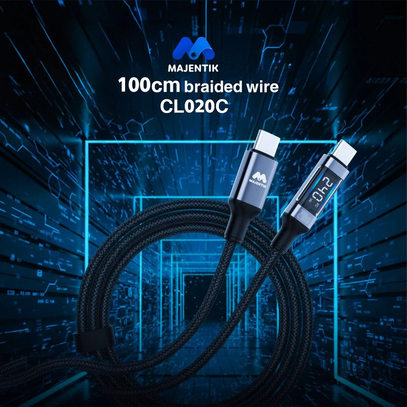 Majentik CL-020 240W Type-C to Type-C Fast Charging Cable with Real-Time Digital Power Display (100cm)