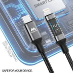 Majentik CL-020-L 27W Type-C to Lightning Fast Charging Cable with Digital Display & Auto Power-Off – Black (100cm)