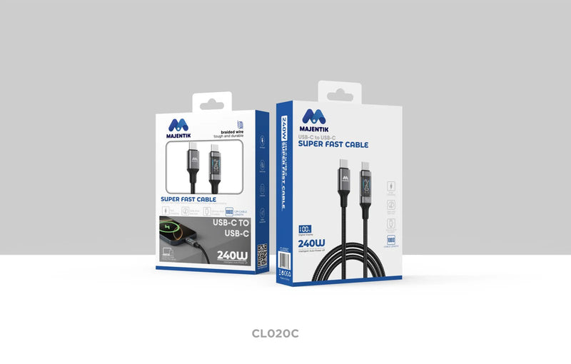 Majentik CL-020 240W Type-C to Type-C Fast Charging Cable with Real-Time Digital Power Display (100cm)