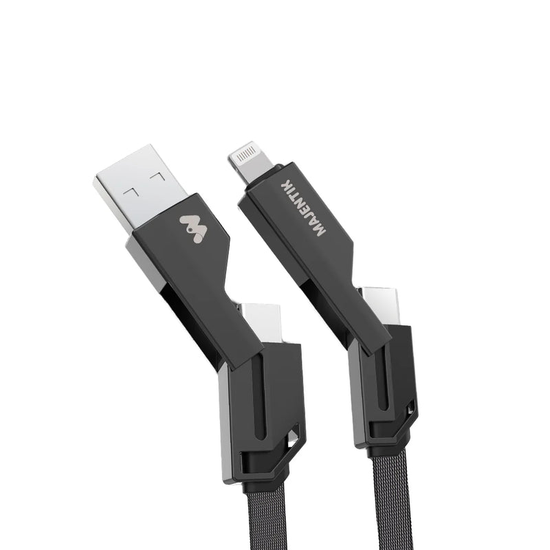 Majentik CL-012 4-in-1 Fast Charging Data Cable – 100W PD Fabric Braided with Auto Power-Off (1M)