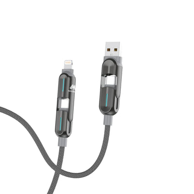 Majentik CL-025 4-in-1 Super Fast Charging Cable – 60W with E-Marker & Auto Power-Off (1.2M)