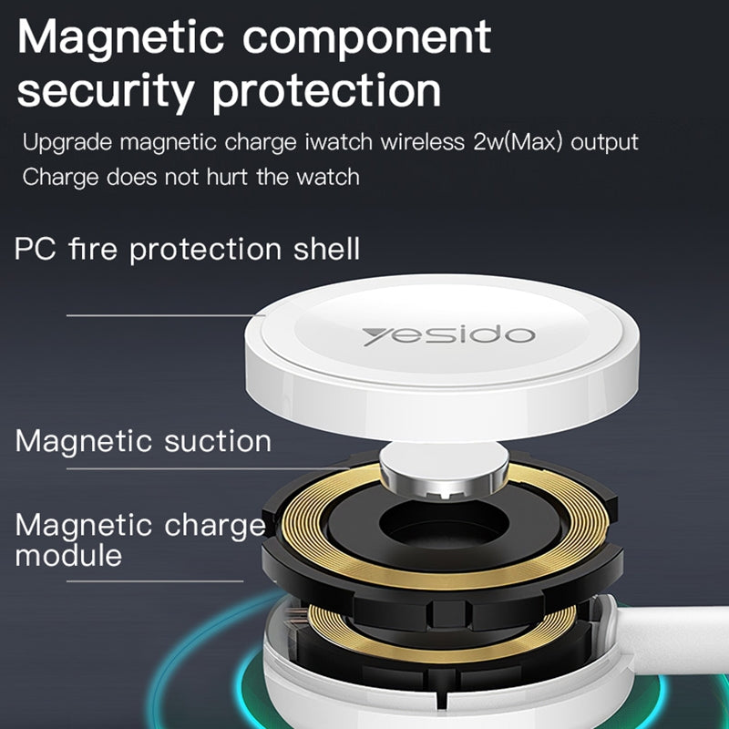 Yesido CA69 Magnetic Wireless Charging Cable for Apple Watch – Universal Compatibility for All Series (2W Max Output)
