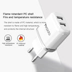 Yesido YC-26 Dual USB Travel Charger 2.4A – Includes Micro USB Cable