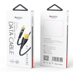 Yesido CA104 Transparent Gold Braided USB to Lightning Data Cable – 1.2m TPE+PC Protective Armor Sleeve with 2.4A Fast Charging