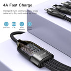 Yesido CA111 20W 4-in-1 Multi-Charging Cable – 1.2m Braided Nylon USB to Dual Lightning & Dual Type-C (4A Max)