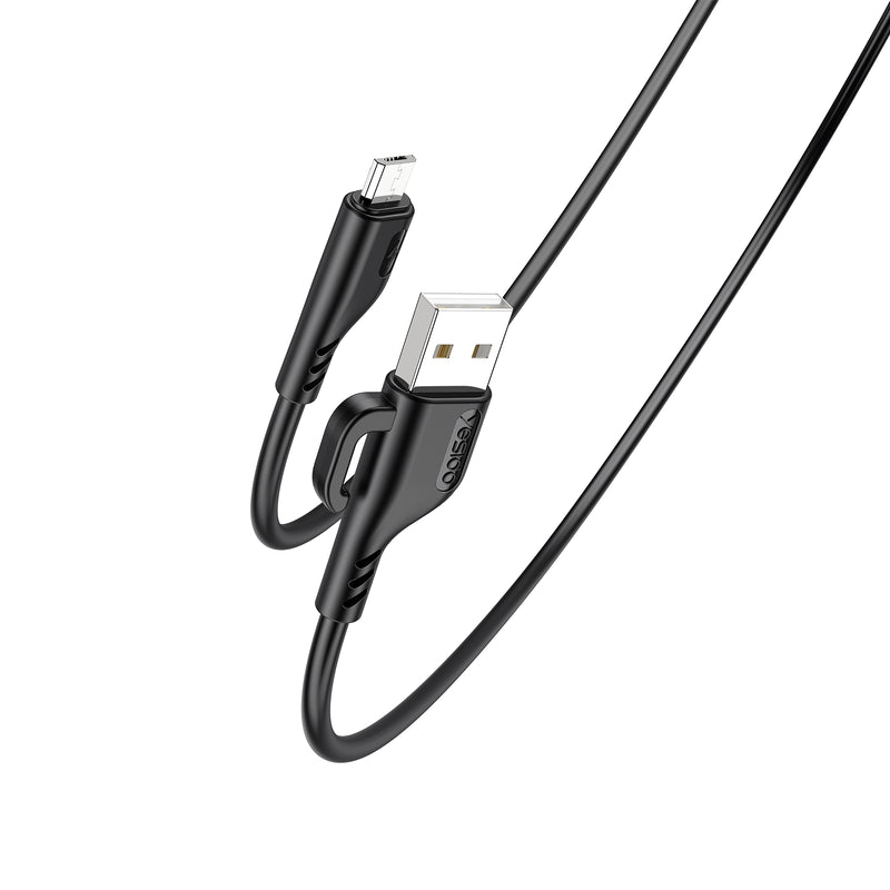 Yesido CA105 Micro USB Fast Charging Data Cable – 1.2m Ultra-Durable PVC Armor with Integrated Reinforced Joints (2.4A / 480Mbps)