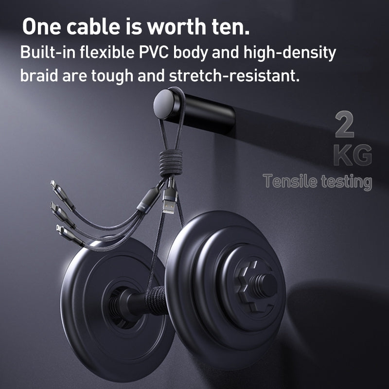 Yesido CA91 3-in-1 Multi-Charging Cable – 1.2m Heavy-Duty Braided Wire with Aluminum Alloy Shells & Lightning, Type-C, and Micro USB Ports