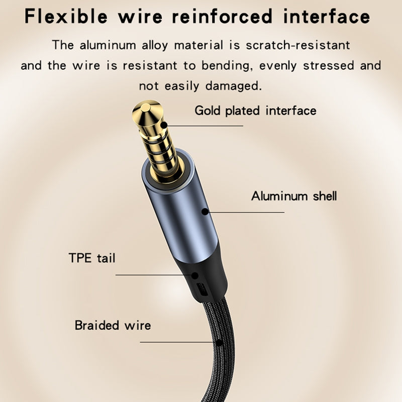 Yesido YAU43 3.5mm to 3.5mm Aux Audio Cable – 1.2m Heavy-Duty 3.48-Braided Nylon Wire with Gold-Plated Plugs Supporting High-Definition Voice Calls (Gun Gray)