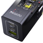 Yesido YC58 100W GaN Desktop Charger – 3 Ports (2x Type-C + USB) with Integrated AC Socket