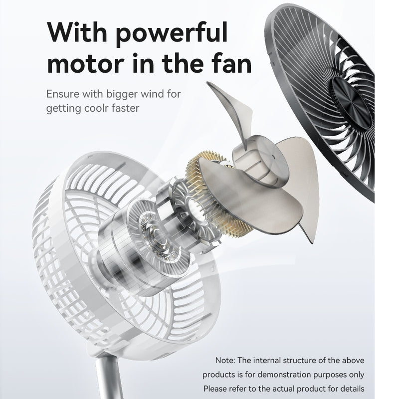 Yesido YF11 Smart Folding & Retractable Fan – 6000mAh Large Battery, Remote Control Oscillating Head, 3-Blade 5W Telescopic Fan