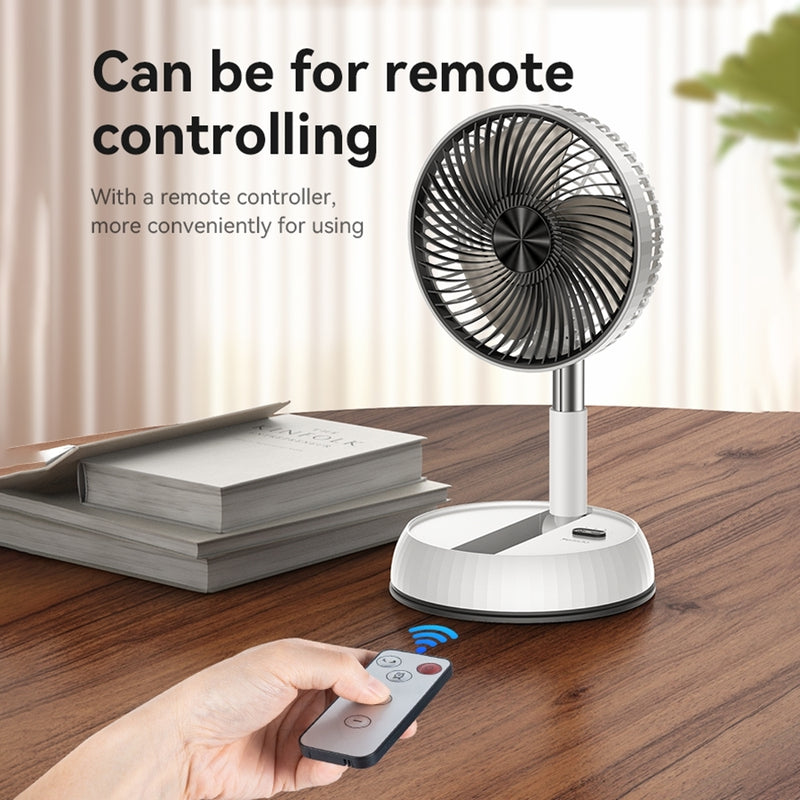 Yesido YF11 Smart Folding & Retractable Fan – 6000mAh Large Battery, Remote Control Oscillating Head, 3-Blade 5W Telescopic Fan